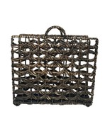 Brown Aged Look Woven Wicker Magazine Towel Storage Holder with Handles - $376.73 MXN