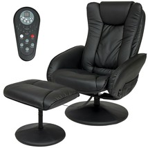 Sturdy Black Faux Leather Electric Massage Recliner Chair w/ Ottoman - $491.99