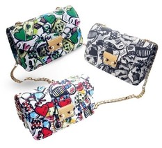 Crossbody Handbag Chain Strap Graffiti Purse Choice Colors Inside Pocket... - £18.15 GBP