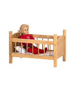 18&quot; Toy Baby Doll Crib Bed Handmade Bedding Heirloom Wood  Furniture HAR... - £127.25 GBP