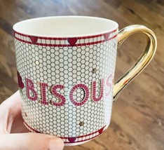 SOLD OUT BISOUS Anthropologie Red Pink Rose Bistro Tile Valentine’s Mug - $42.06