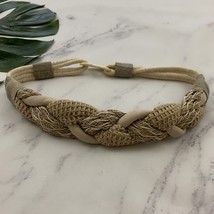 Womens Vintage 90s Braided Waist Belt Size S Cream Tan Woven Chunky - $19.79