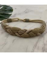 Womens Vintage 90s Braided Waist Belt Size S Cream Tan Woven Chunky - $27.06 CAD