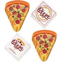 Pizza Party Supplies - Pizza Slice Shaped Dinner Plates &amp; Pizzeria Luncheon Napk - £12.79 GBP