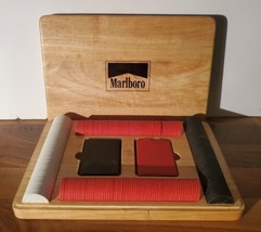 Vintage Marlboro Poker Chip and Playing Card Set With Wooden Case - £25.25 GBP
