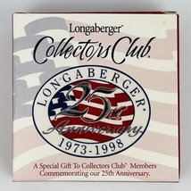 Longaberger 1998 Collectors Club 25th Anniversary Oval Pottery Basket Tie On NEW - £15.28 GBP