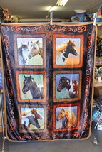 Horse Horses Lucky In Love Throw Blanket Sherpa Backing 50X60 - £35.60 GBP