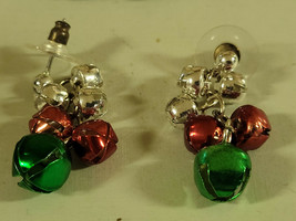 Christmas Bells Dangle Pierced Earrings Holiday Jingle Bells Festive - £7.81 GBP