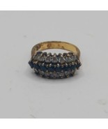 Blue and White Stones, 925 Gold Over, Size 6.5 - $40.00