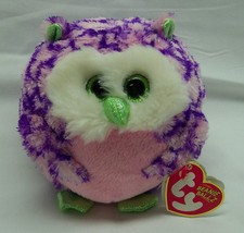 TY Beanie Ballz OZZY THE COLORFUL OWL IN BALL SHAPE 4&quot; Plush STUFFED ANI... - £11.67 GBP
