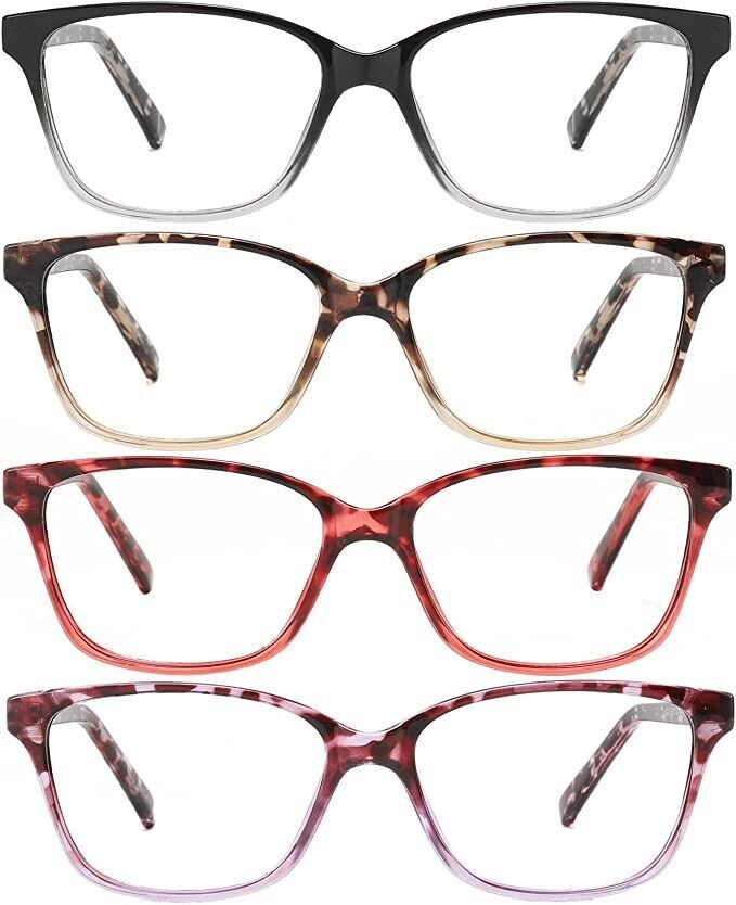 4 Pack Blue Light Blocking Reading Glasses for Women Men Lightweight Anti Eyestr