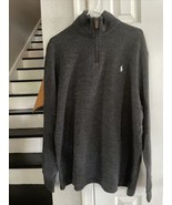 Polo Ralph Lauren Men&#39;s Classic Estate-Rib Quarter-Zip Sweater Gray Size XL - $32.73