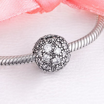 925 Sterling Silver Clear Cosmic Stars Clip Stopper Bead Charm - £14.33 GBP