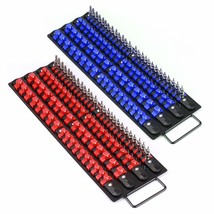 80-Piece Portable Socket Organizer Tray, 2 Pcs Set, Blue &amp; Red, Tools Or... - $50.99