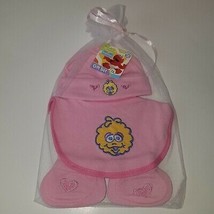 NEW Sesame Street Beginning Gift Set Pink Big Bird Hat Bib Booties Lot B... - £12.36 GBP