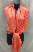 Dark Orange Women Soft Pashmina Classic Solid Cashmere Scarf Stole Wrap - £15.21 GBP
