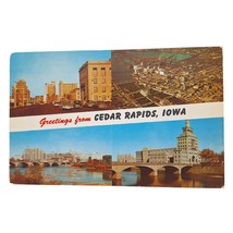 Postcard Greetings From Cedar Rapids Iowa Municipal Island Quaker Oats Plant - £5.16 GBP