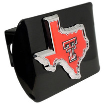 texas tech tx shape color logo chrome emblem on black trailer hitch cover - £60.40 GBP