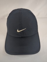 Nike Hat Cap Strap Back Black White Swoosh Panel Featherlight Drifit Mens - $16.99
