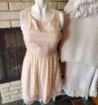 SugarLips Boho Crochet Lace Chiffon Dress Sundress Blush Pink Sz XS - $24.99