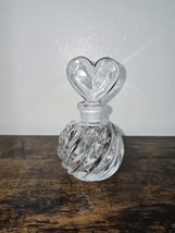 Crystal Clear Vintage Glass Perfume Bottle with Heart Stopper - $21.78