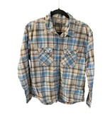 Old Navy Mens Large Pearl Snap Button Up Shirt Blue Orange Plaid Long Sl... - $21.57 CAD
