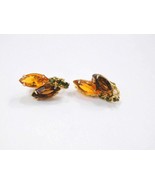 Amber Crystal Teardrop Filigree Clip Earrings, 1950s - $44.90 CAD