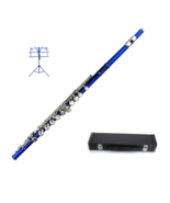 Blue Flute 16 Hole, Key of C with Carrying Case+Music Stand+Accessories - £94.35 GBP