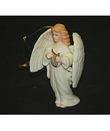 Lenox Christmas Porcelain Angel Playing w Harp Figurine Xmas Tree Ornament - £15.50 GBP