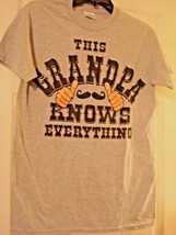 Gildan Men&#39;s &quot;This Grandpa Knows Everything&quot; Small Gray Graphic T-Shirt NEW - £7.95 GBP