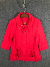 Good Fortune Jacket Blouse Womens Size Large Red Long Sleeve Button Up - £14.23 GBP