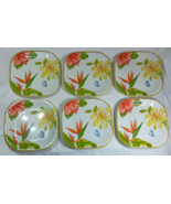 Set of 6 Macy&#39;s Summer Stock Polynesian Floral Melamine Dinner Plates - £19.70 GBP