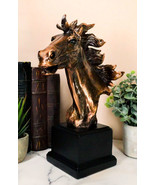 Western Wildlife Running Horse Stallion Head Bust Figurine With Trophy Base - $127.12 CAD