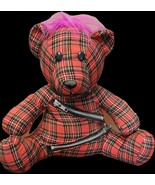 Darby Hot Topic Plaid Punk Rock Teddy Bear Plush Zipper Mohawk - £22.35 GBP