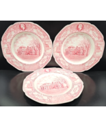 3 England Monticello Red Dinner Plates Set Vintage Jefferson Charlottesville MCM - $98.67
