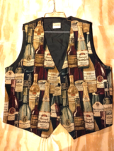 VTG YK &quot;York&quot; Mens Vest Multicolor XL French Wine Bottle Tapestry - Butt... - £17.92 GBP