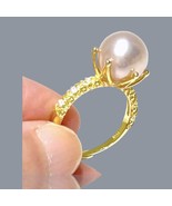 Classic 10mm Edison Natural Baby Rose Pink Cultured Round Pearl Ring Siz... - $84.14