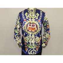 Men Oscar Banks Turkey Shirt Satin Entertainer Performer 6335-04 navy Floral image 12
