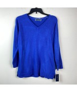 Karen Scott Womens S Blue VNeck 3/4 Sleeve Luxsoft Pullover Sweater NWT V79 - £15.65 GBP