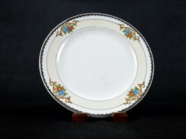 Meito China Salad Plate, 7.5&quot;, Hand Painted Floral, Pale Yellow Band, Japan - £9.98 GBP