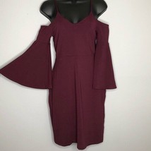 Susana Monaco Red/Purple Bell Sleeve Dress XS Cutout Cold Shoulder - $46.55