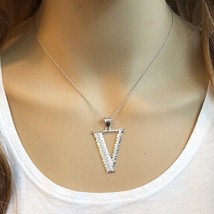 925 Sterling Silver Initial Letter V Pendant Necklace - Large, Medium, Small DC - £26.60 GBP+