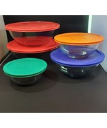 Set of 5 Pyrex Clear Nesting Mixing Bowls with Lids, 2-4Qt. 2.5Qt. 1.5 Q... - £55.31 GBP