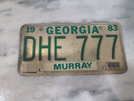 Vintage 1983 Georgia Murray County License Plate DHE 777 Expired - £9.34 GBP