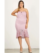 Plus Size Lace, Strapless Bodycon Midi Dress - $35.13 CAD
