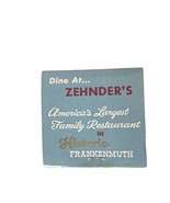 Vintage Matchbook Zehnder&#39;s Restaurant Frankenmuth MI Full Unstruck Adve... - $11.78