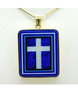 Kaufmann 14K Gold Intarsia Pendant with Genuine Natural Opal Cross (#J4373) - £853.05 GBP