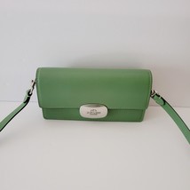 Coach CP045 Small Eliza Flap Crossbody Handbag Clutch Soft Green Smooth Leather - $111.75