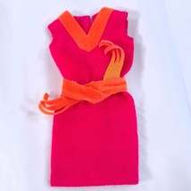 Vintage Barbie Fringe Benefits Knit Dress #3401 Hot Pink &amp; Orange belt s... - $20.53 CAD