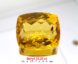 13.25 ct Natural Golden Beryl Cushion cut flawless no heat gemstone - £518.38 GBP